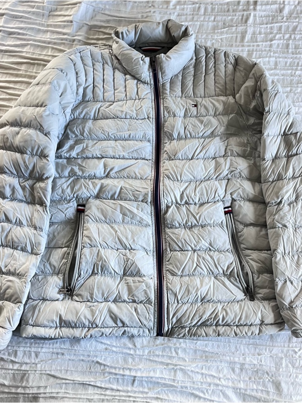Tommy Hilfiger Light Gray Packable Quilted Puffer Jacket